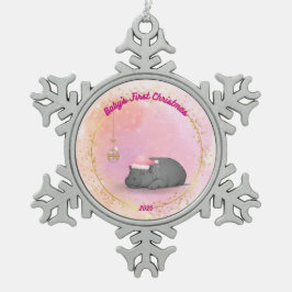Baby's First Christmas Snowflake 2025 - Hippo スノーフレークピューターオーナメント
