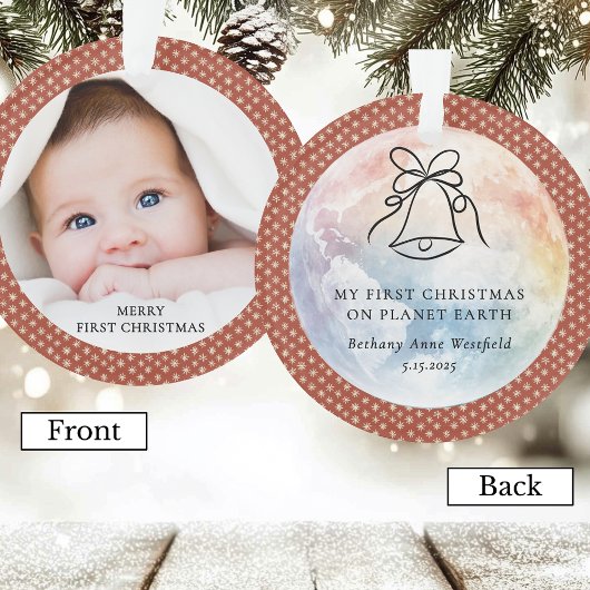 Baby's First Christmas Terracotta Photo Keepsake オーナメント