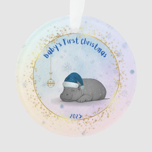 Baby's First ChristmPygmy Hippo Christmas Ornament オーナメント (正面)
