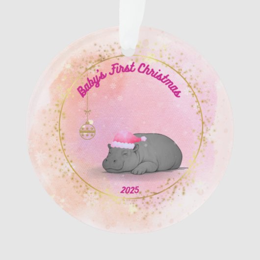 Baby's First ChristmPygmy Hippo Christmas Ornament オーナメント (正面)