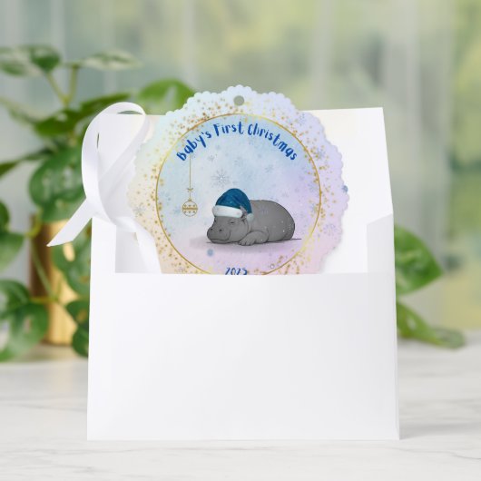 Baby's First Chritmas - Paper Ornament - Hippo オーナメントカード (封筒)