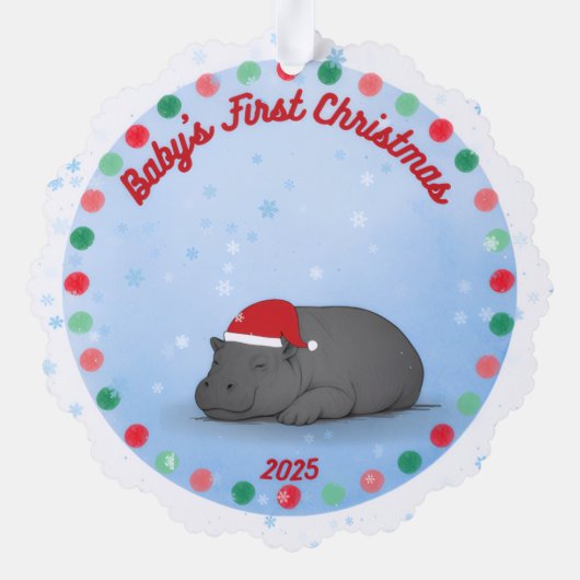 Baby's First Chritmas - Paper Ornament - Hippo オーナメントカード (裏面)