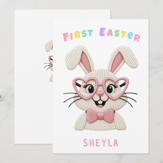 Baby's First Easter Bunny Heart Glasses シーズンカード (正面/裏面)