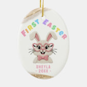 Baby's First Easter Bunny Heart Glasses セラミックオーナメント (裏面)