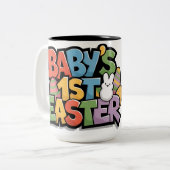 Baby's First Easter Colorful Block Lettering & Egg ツートーンマグカップ (正面左)