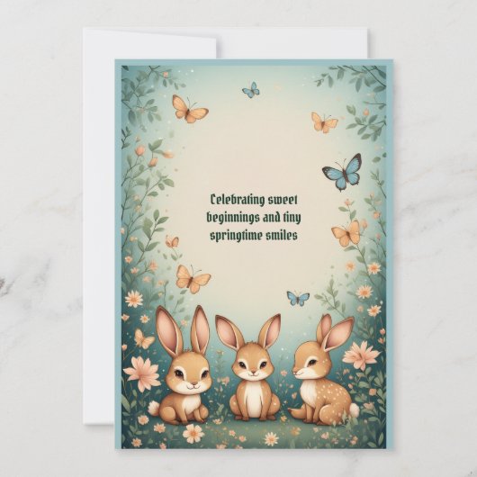 Babys First Easter Pastel Green Spring Bunny Party 招待状 (裏面)