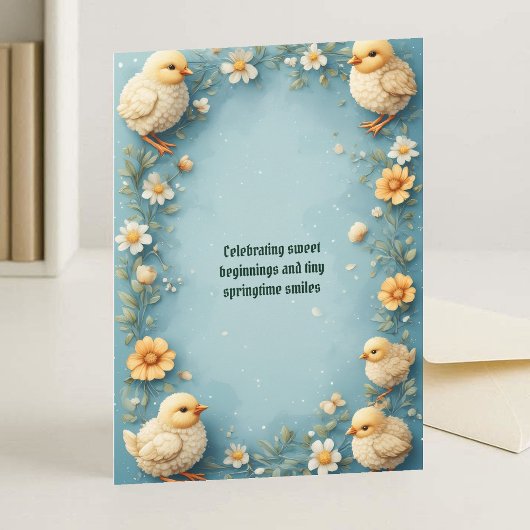 Babys First Easter Pastel Green Spring Chick Party 招待状