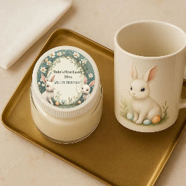 Baby's First Easter Spring Wreath Woodland Animals ラウンドシール