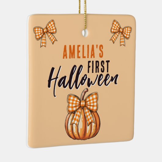 Baby's First Halloween Pumpkin Bow  セラミックオーナメント (右)