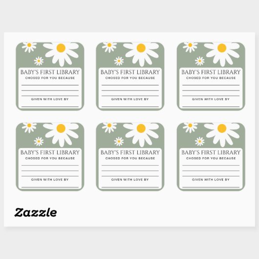 Baby's first Library Baby Shower  スクエアシール (シート)