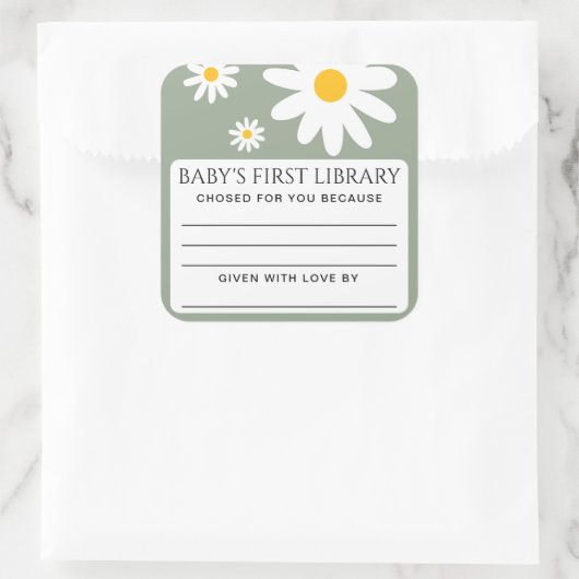 Baby's first Library Baby Shower  スクエアシール (バッグ)