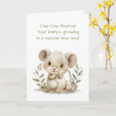 Babys First Milestone Cute Mouse Clapping カード (黄色い花)