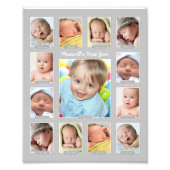 Babys First Year Gray Keepsake Photo Collage フォトプリント (正面)