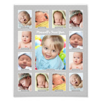 Babys First Year Gray Keepsake Photo Collage