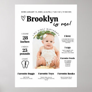 Baby's First Year Milestone Board Template 1st Bda ポスター