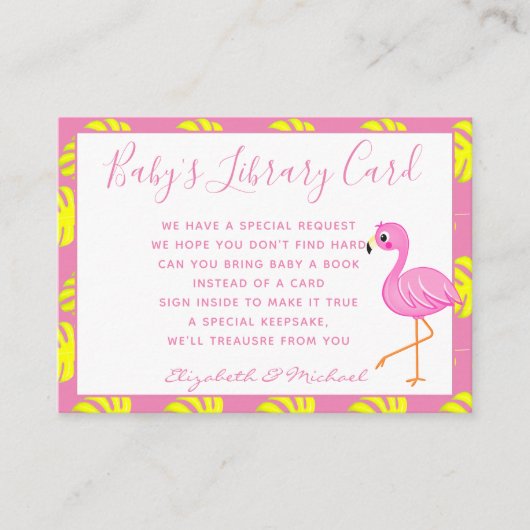 Babys Library Book Request Card Tropical Flamingo エンクロージャーカード (正面)