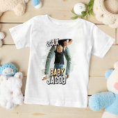 Baby's Name Modern Simple Grunge Custom Baby Photo ベビーTシャツ