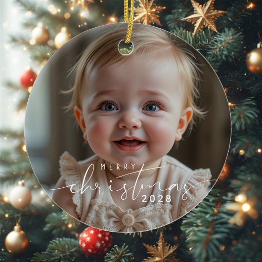 Baby's photo Merry Christmas Modern セラミックオーナメント