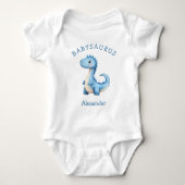 Babysaurus Blue Dinosaur Personalized Boys ベビーボディスーツ (正面)