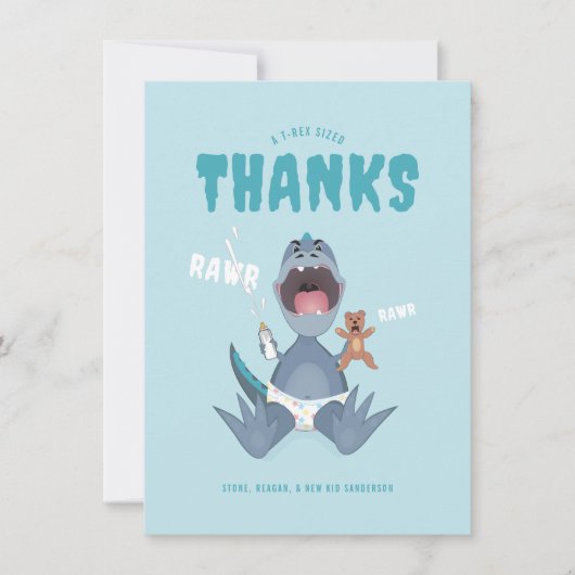 Babysaurus T-rex Blue サンキューカード (正面)