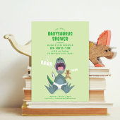 Babysaurus T-rex Green Baby Shower Invitation 招待状
