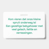 Babyshower Uitnodiging Badge - Schattige Baby en E バッジ (裏面)