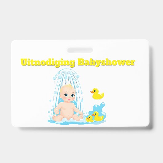 Babyshower Uitnodiging Badge - Schattige Baby en E バッジ (正面)