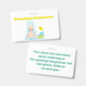Babyshower Uitnodiging Badge - Schattige Baby en E バッジ (正面＆裏面)
