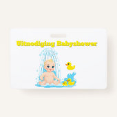 Babyshower Uitnodiging Badge - Schattige Baby en E バッジ (正面)