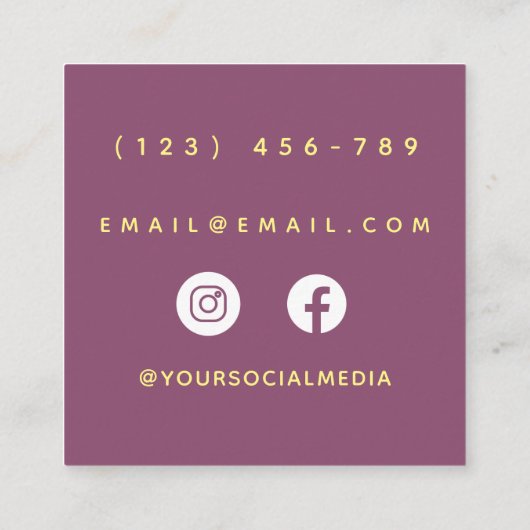 Babysiting Service Butterflyモダン Social Media スクエア名刺 (裏面)