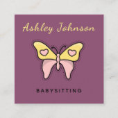 Babysiting Service Butterflyモダン Social Media スクエア名刺 (正面)