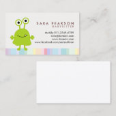 Babysitter Cute Green Monster Alien Business Card 名刺 (正面/裏面)