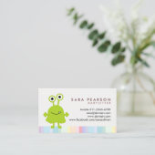 Babysitter Cute Green Monster Alien Business Card 名刺 (スタンド正面)