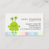 Babysitter Cute Green Monster Alien Business Card 名刺 (正面)