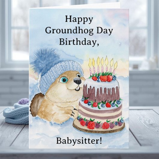 Babysitter Happy Groundhog Day Birthday カード