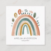 Babysitter Nanny Childcare Daycare Cute Rainbow  スクエア名刺 (正面)