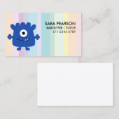 Babysitter Tutor Child Care Blue Monster Alien 名刺 (正面/裏面)