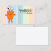 Babysitter Tutor Child Care Orange Monster Alien B 名刺 (正面/裏面)