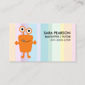 Babysitter Tutor Child Care Orange Monster Alien B 名刺 (正面)