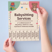 Babysitting Services Tear Off Strips Flyer チラシ (手)