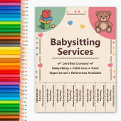 Babysitting Services Tear Off Strips Flyer チラシ
