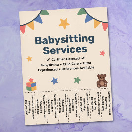 Babysitting Tear Off Strips Flyer チラシ
