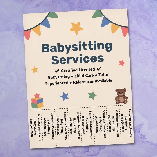 Babysitting Tear Off Strips Flyer チラシ