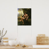 Bacchus, c.1695 (キャンバス上の油) ポスター (キッチン)