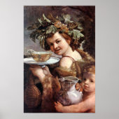 BACCHUS WITH GRAPES AND WINE ポスター (正面)