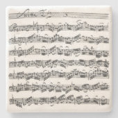 Bachのチェロの続きの音楽原稿 ストーンコースター (正面)