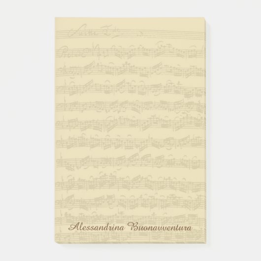 Bachの第2チェロの続きの音楽原稿名前をカスタムする ポストイット (正面)