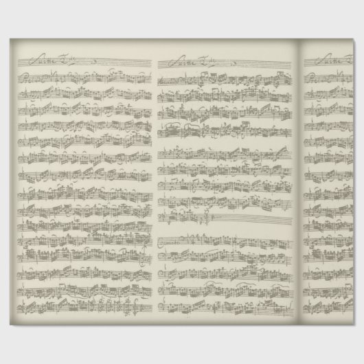 Bachの第2チェロの続き、複数の原稿ページ ラッピングペーパー (フラット)