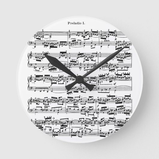 Bach著楽譜 ラウンド壁時計 (正面)