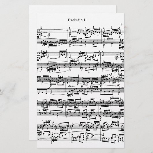 Bach著楽譜 便箋 (正面/裏面)